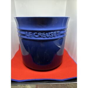 LE CREUSET Stoneware Utensil Crock Cobalt Ice Champagne BucketBlue 6"